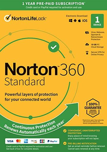 Norton 360 EU Key (1 an / 1 dispozitiv) + 10 GB Cloud Storage