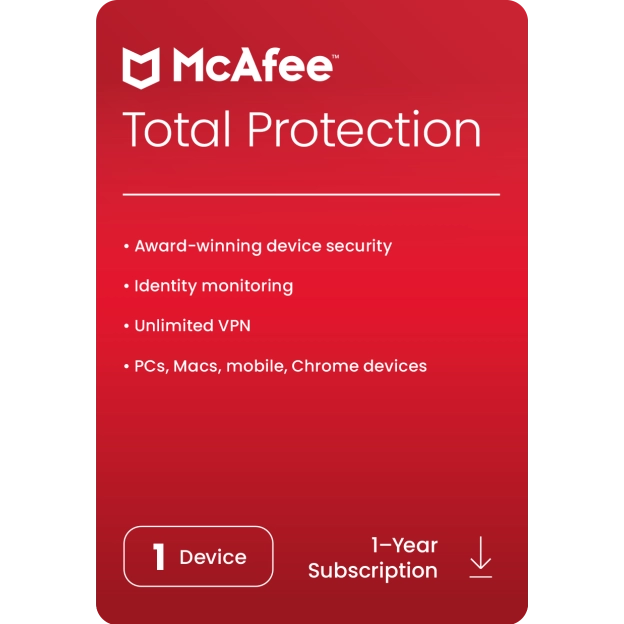 Cheie McAfee Total Protection 2024 (1 an / 1 dispozitiv)