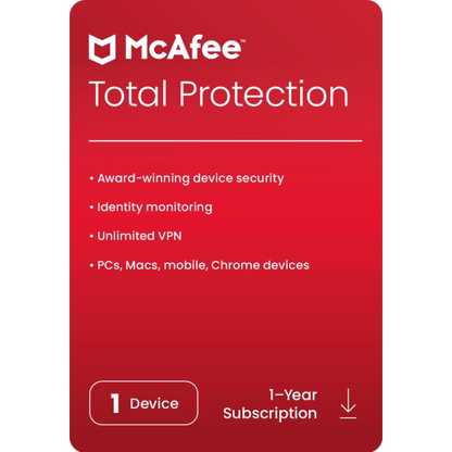 Cheie McAfee Total Protection 2024 (1 an / 1 dispozitiv)