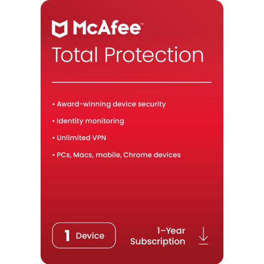 Cheie McAfee Total Protection 2024 (1 an / 1 dispozitiv)